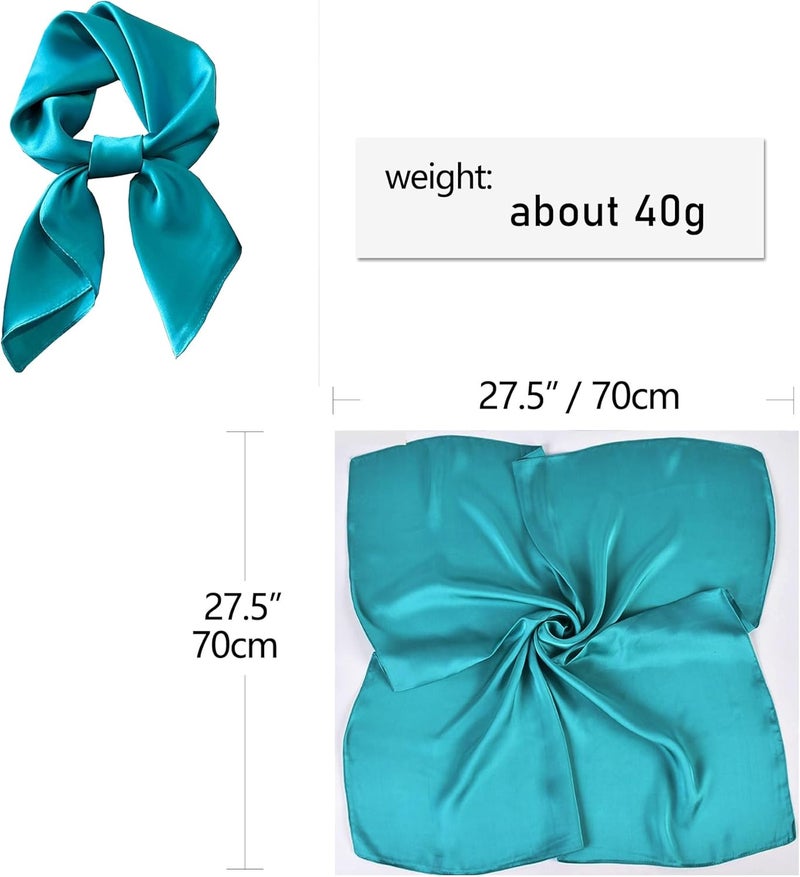 Chung Women's Square Satin Scarf 27.5" Bandanas Solid 50s Retro Neck Scarves Emulation Silk Handbag Hair Ribbons Necktie - Image 5